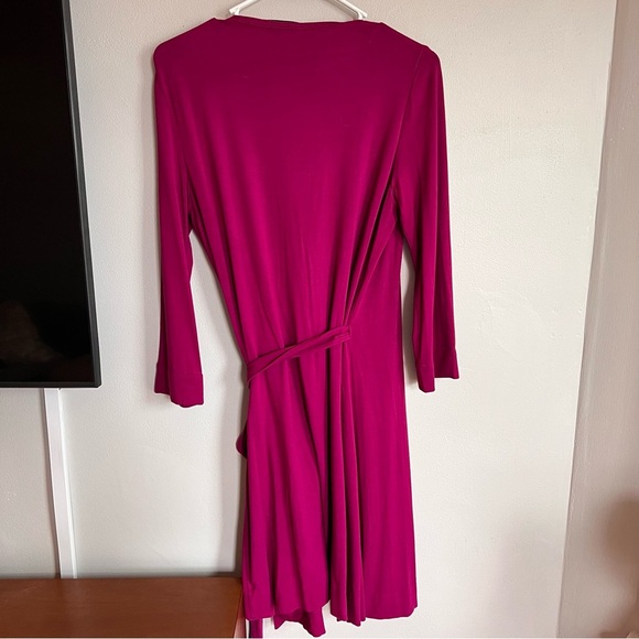 Diane Von Furstenberg New Julian Two Stretch Wrap Dress Hot Pink 8 - Picture 6 of 7